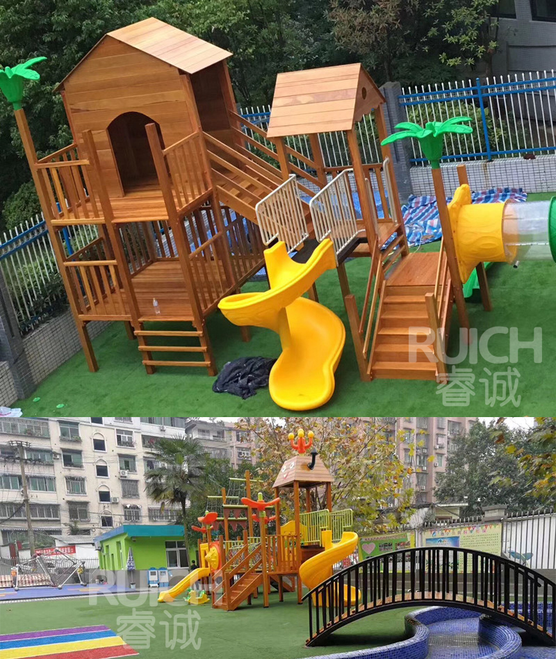 兒童戶外木質(zhì)組合滑梯I