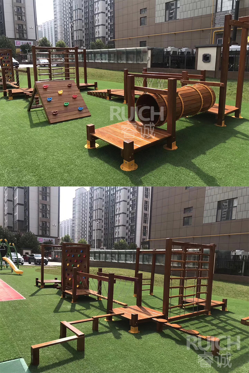 兒童戶外木質(zhì)組合滑梯I