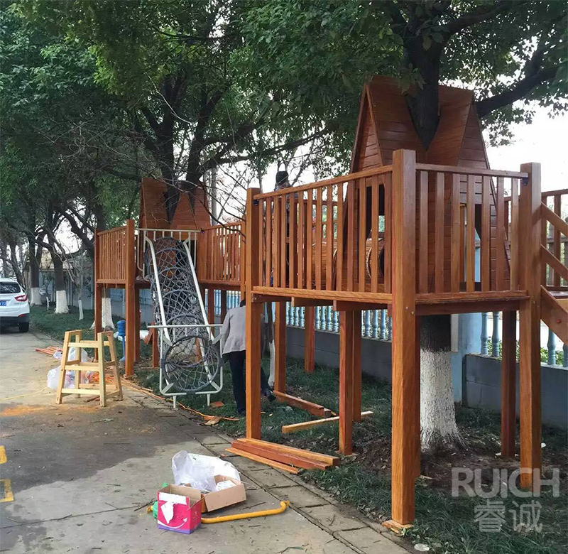 兒童戶外木質(zhì)組合滑梯P
